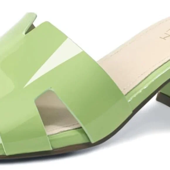 Women's Chunky Square Open Toe Low Block Kitten Heels - Picture 2 of 7